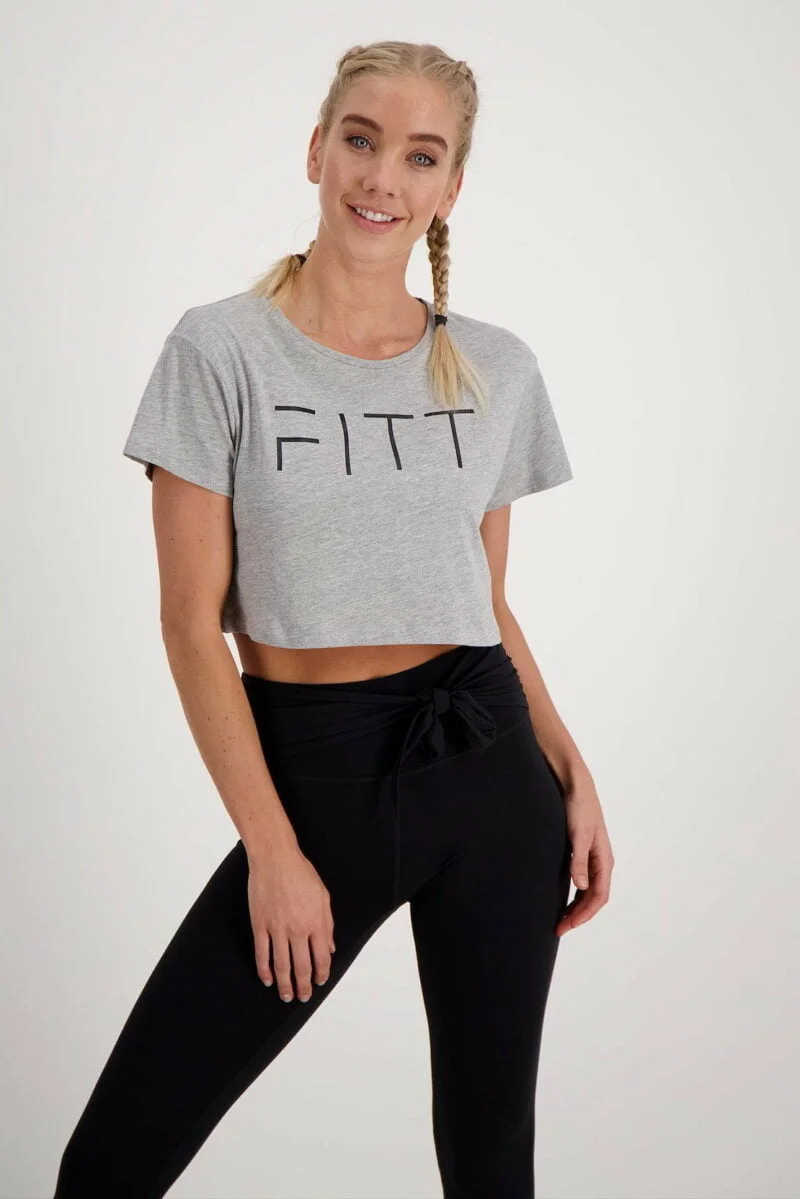 Athleisure Crop-T-Shirt grau