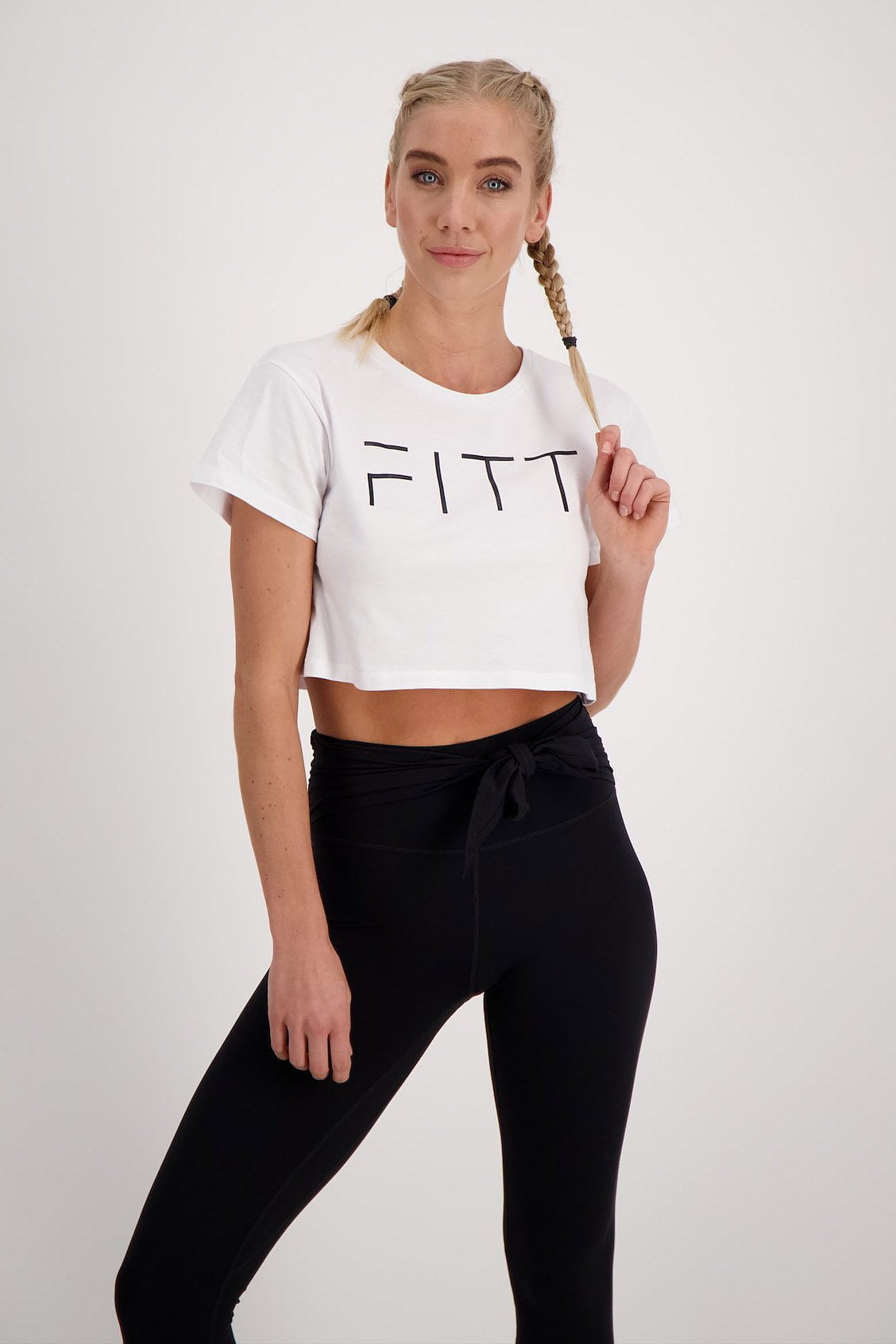 Athleisure Crop T-shirt wit - Sport Tops - FITTwear.nl