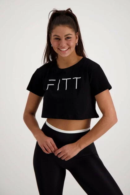 Athleisure Crop-T-Shirt schwarz