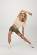 Short à taille ultra haute olive