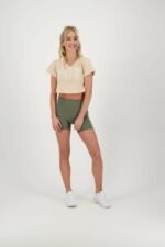 Short à taille ultra haute olive