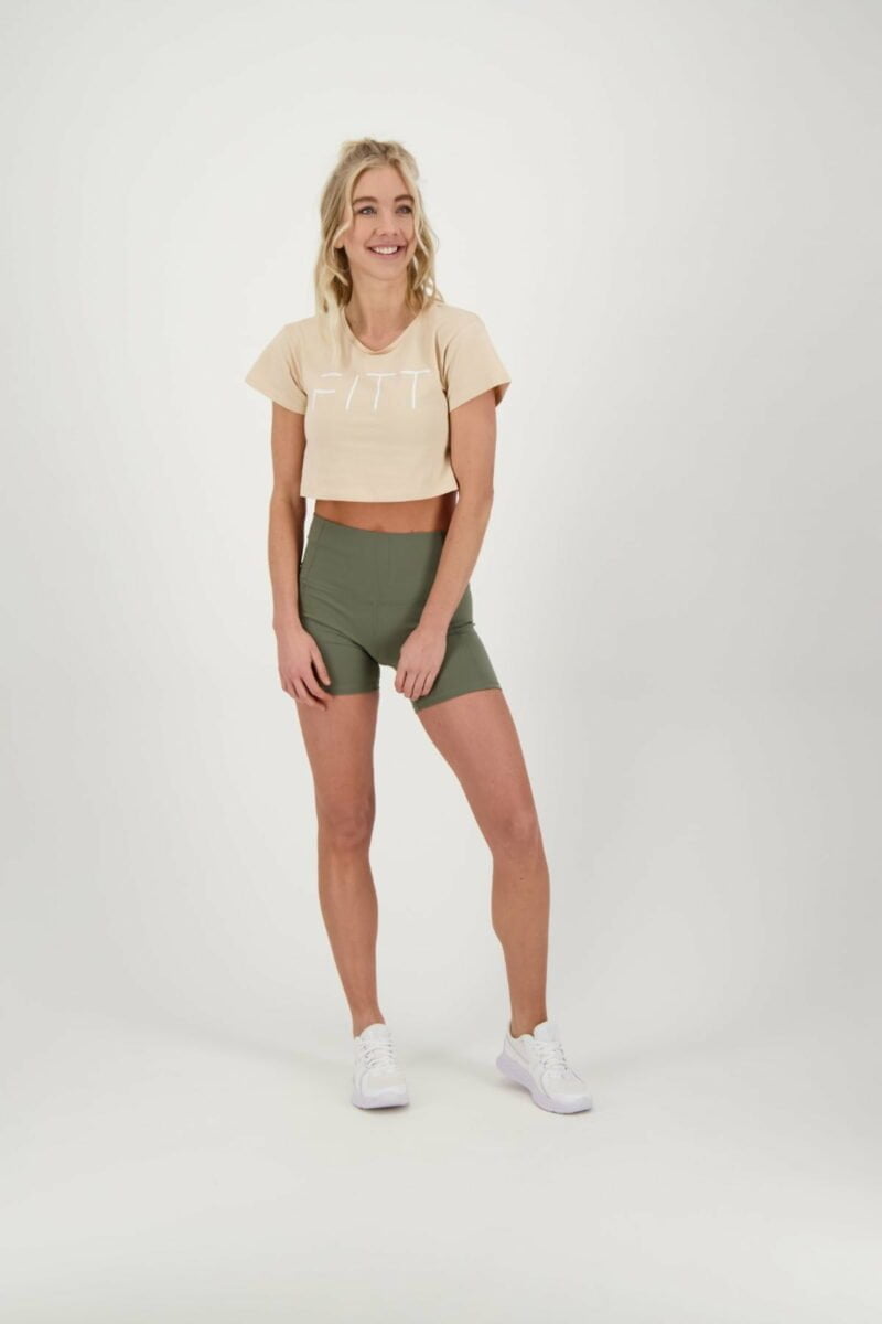Short à taille ultra haute olive
