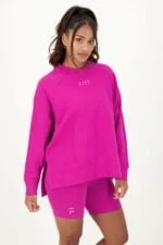 Sweat-shirt en coton bio fendu rose