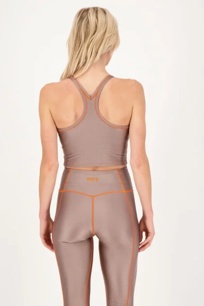 Contrast taupe neon top