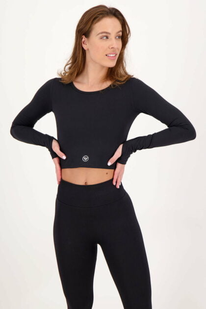 Crop Long SLeeve Flex Black New