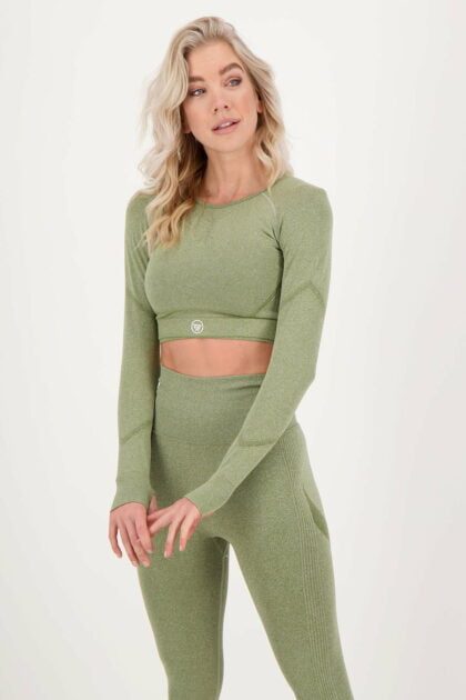 Contour Seamless Long Sleeve Olive - Sport Tops 