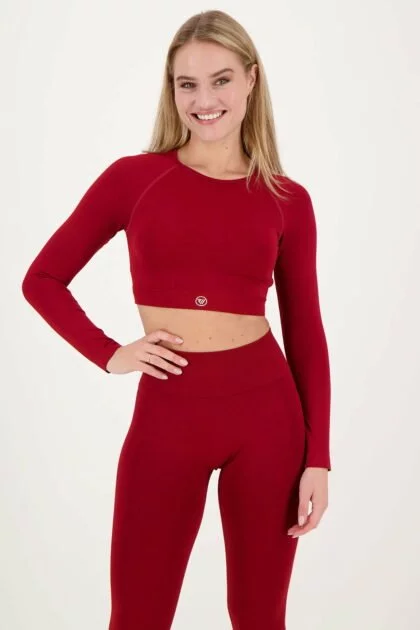 Einzigartiges Langarm-Top Burgundy Melee