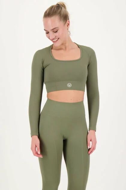 Olive Structured Contour Ribbed Leggings